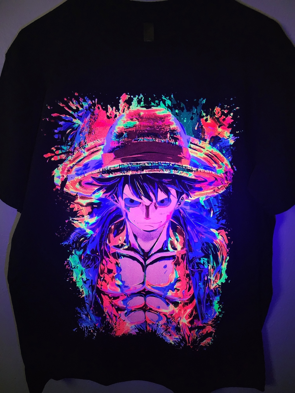 Colorful LUFFY Anime Graphic Tee - Black with Neon Print - Picture 5 of 6